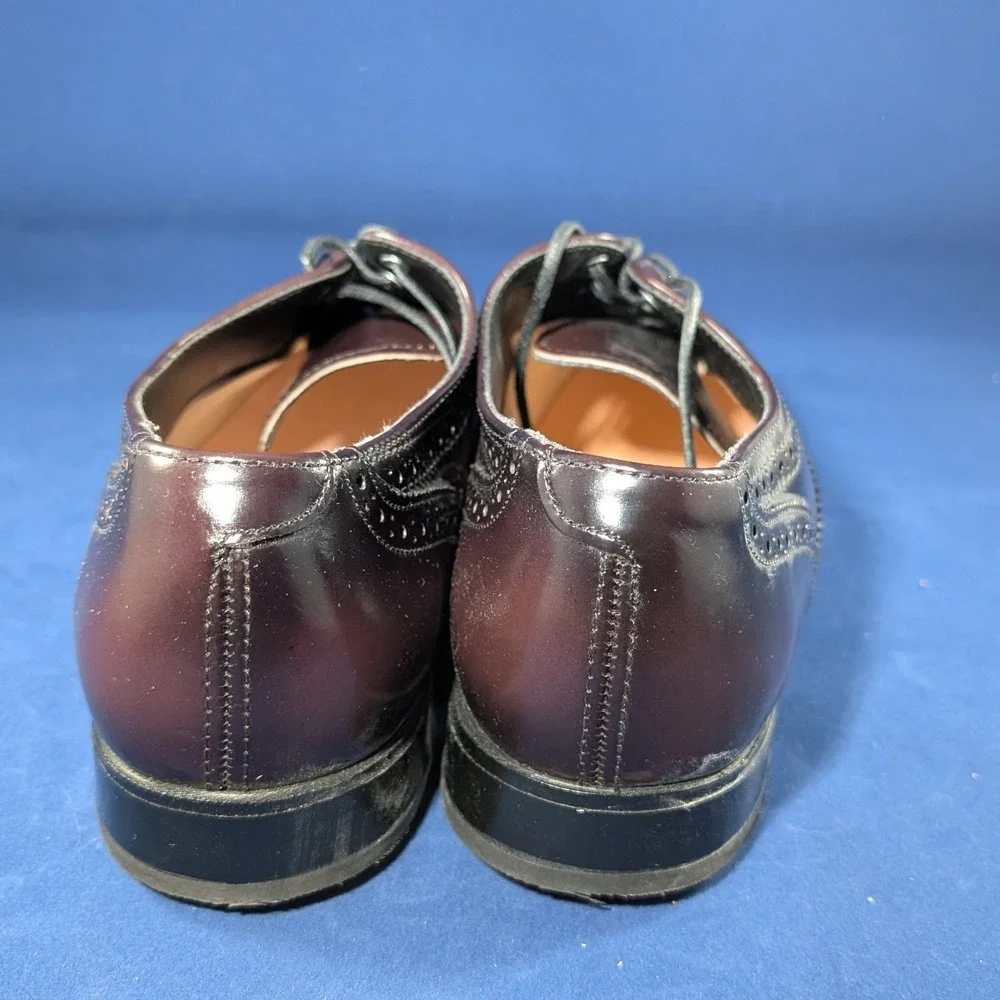Nunn Bush Wingtip Brogue Oxford Dress Shoes Leather Burgundy‎ Mens Size 10 D